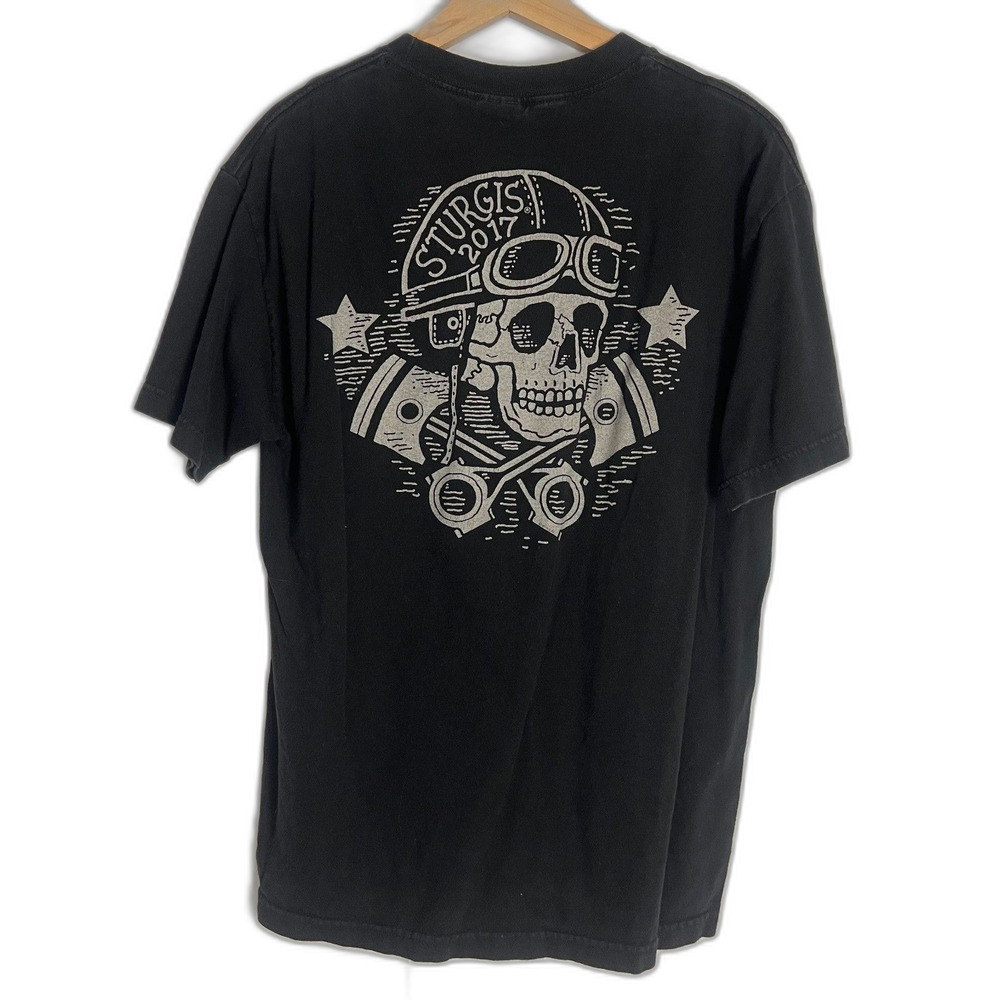 Hot Leathers Sturgis 2017 Skull Black Men's T-Shirt Tee Punk Emo Grunge Size L